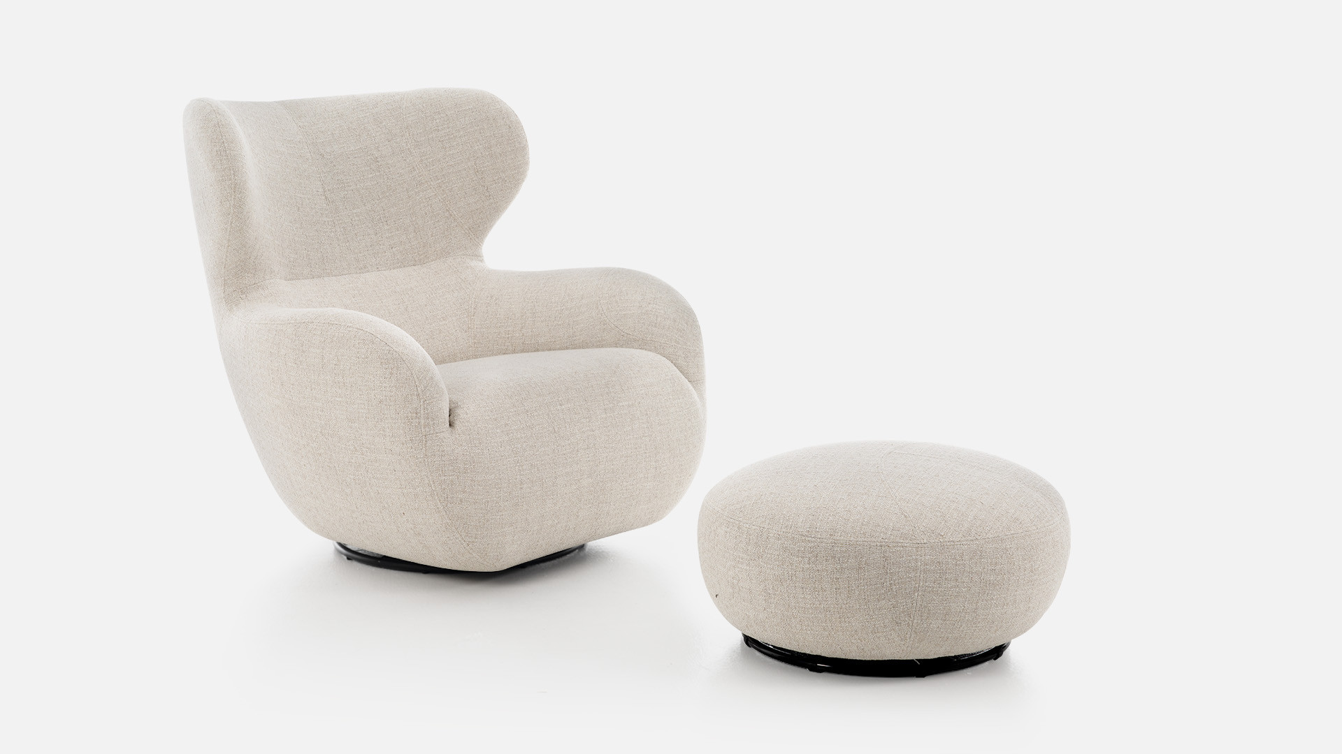 Fauteuil wingback bouclette ivoire